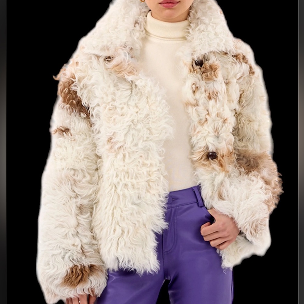Vintage Mongolian Lamb Curly Fur Coat fits S/M